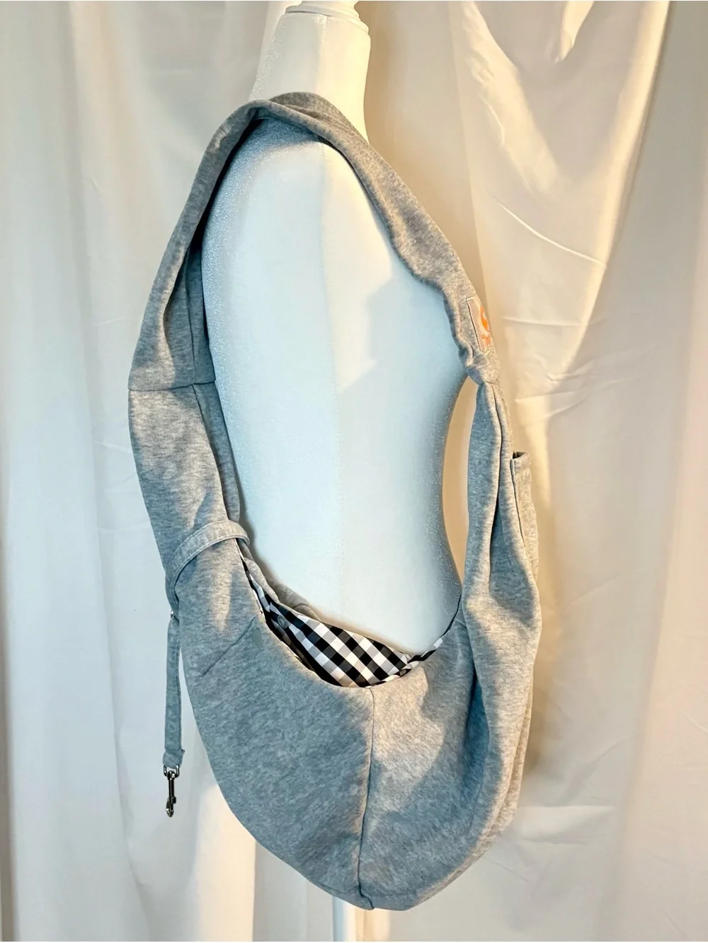 Tomkas Pet Sling Carrier 0-10lbs Grey Safety Clip Pocket Dog Cat Crossbody Soft